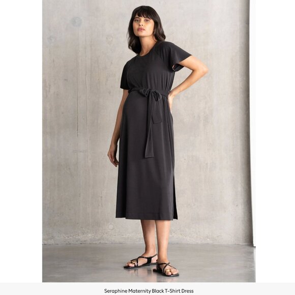Seraphine Dresses & Skirts - Seraphine Maternity Tie & Side Slits Grey T Shirt Dress Pregnancy Wear